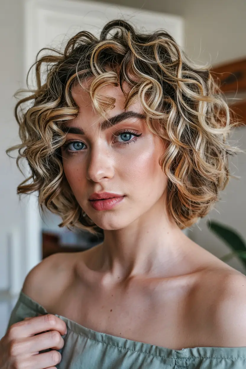 spring short haircut 2026 Short Curly Shag With Defined Volume