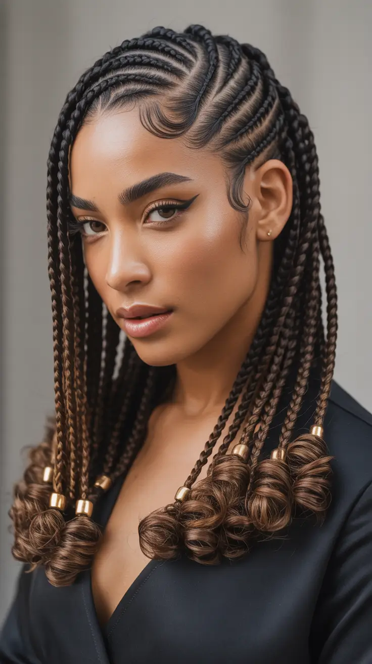 spring hairstyles 2026 Sleek Braids With Soft Curled Ends
