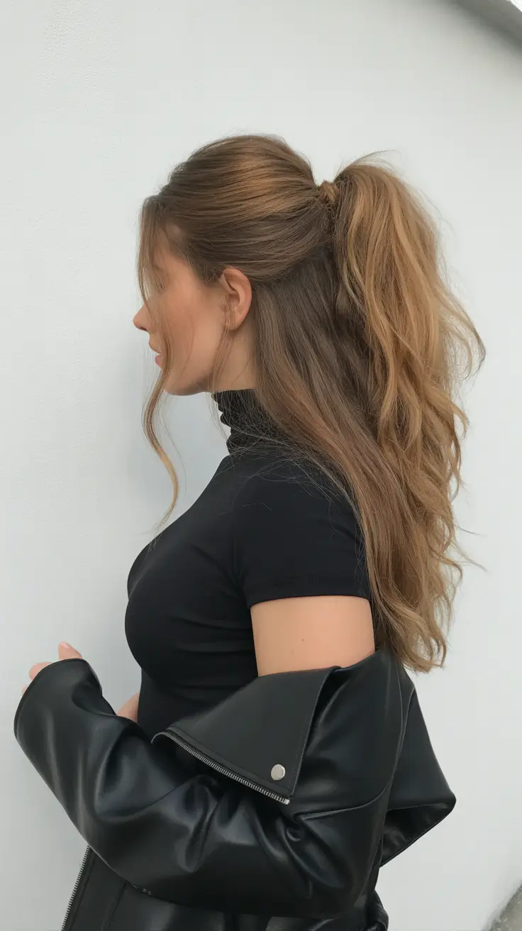 spring hairstyles 2026 Soft Half-Up Pony For Medium Length Hair