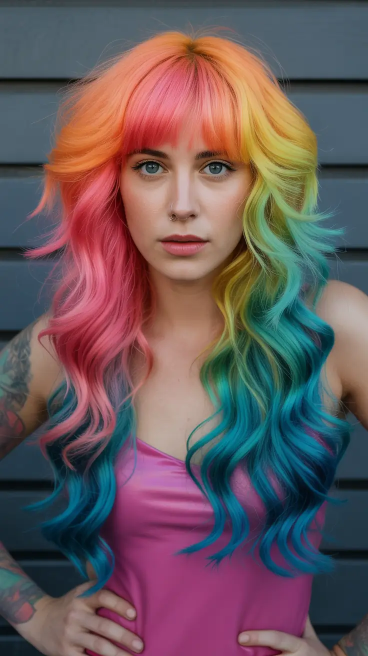 spring balayage hair color ideas 2026 Rainbow Bloom Pastel Balayage Layers