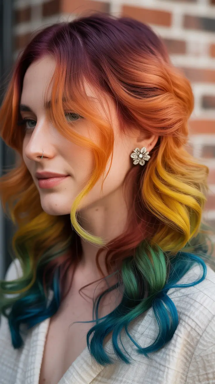 spring balayage hair color ideas 2026 Sunset Ember Layers with Cinnamon Glow