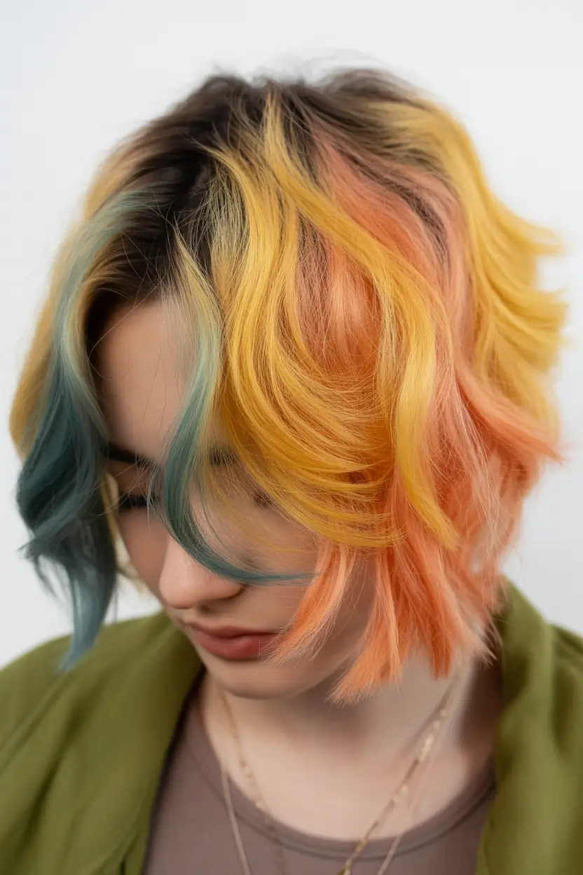 spring balayage hair color ideas 2026 Playful Pastel Shag with Milk Tea Brightness