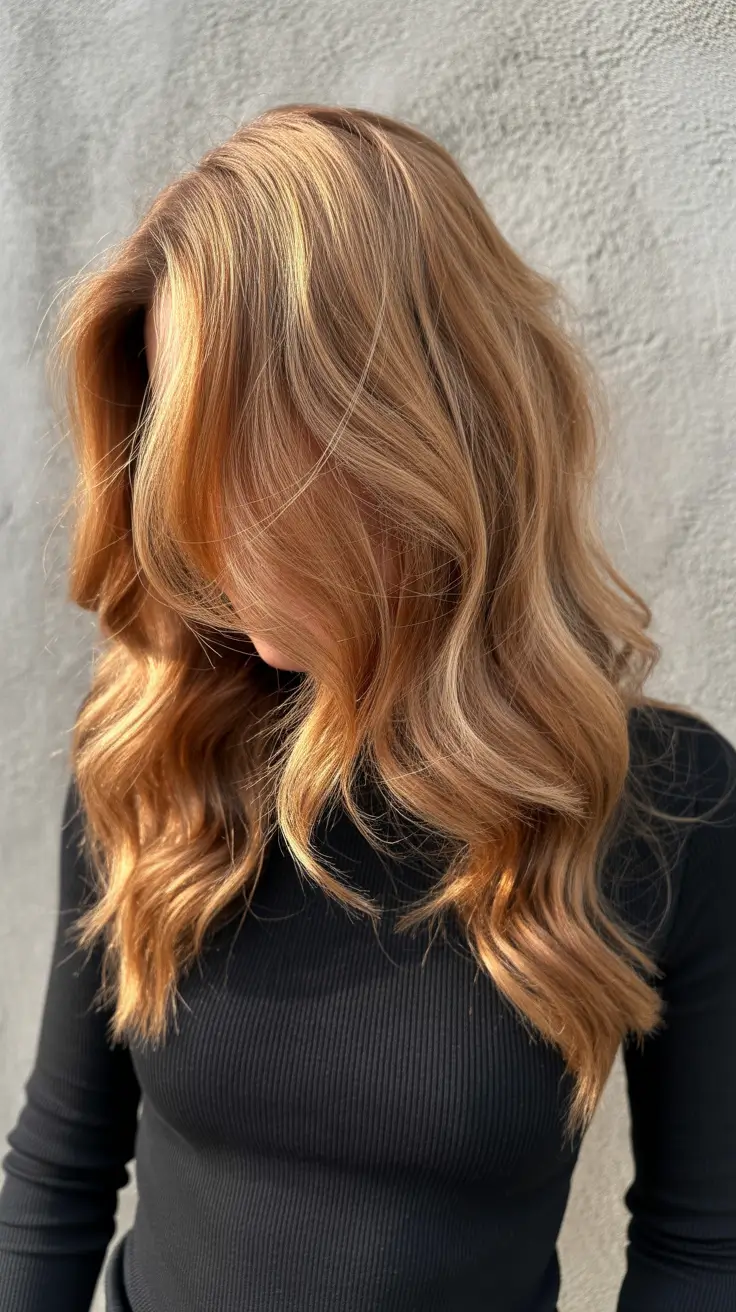 spring balayage hair color ideas 2026 Golden Honey Caramel Beach Waves