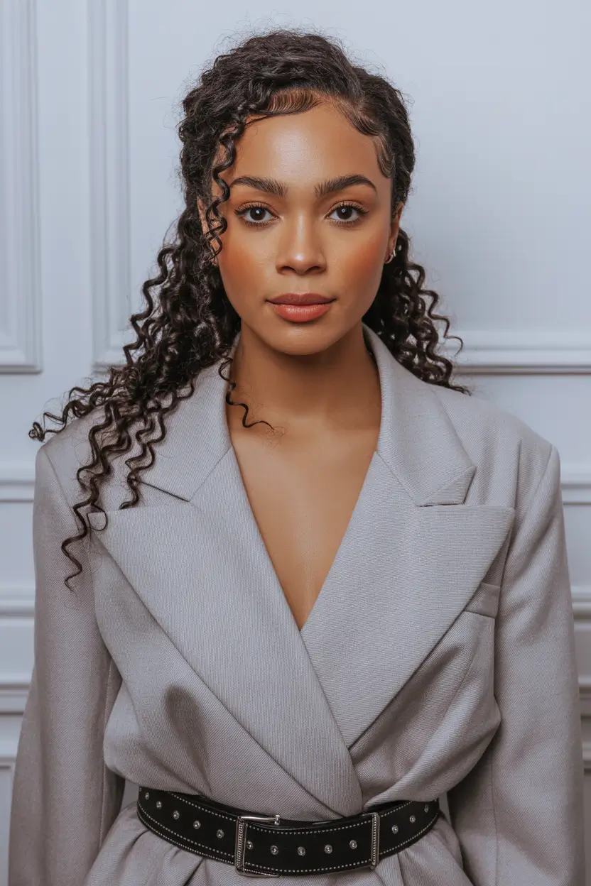 spring hairstyle black women 2026 Half-Up Defined Curls With Soft Structure