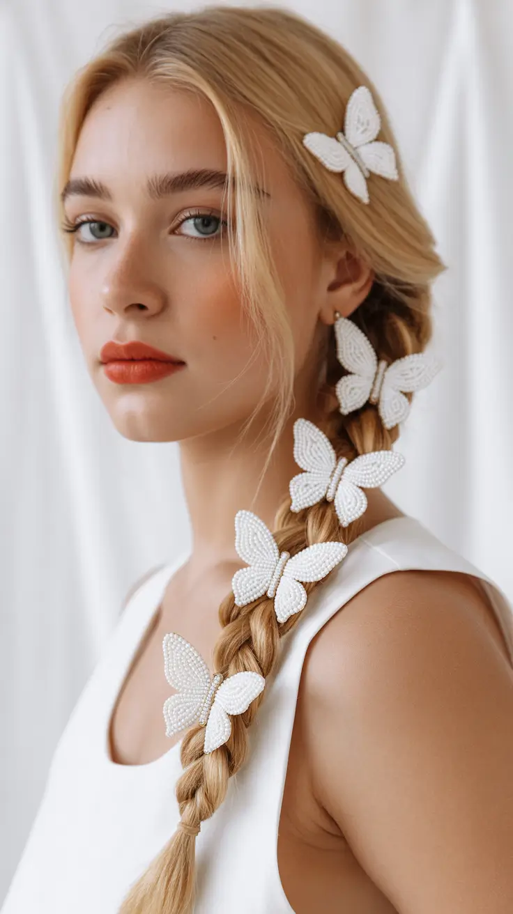 spring wedding hairstyle 2026 Whimsical Butterfly Braid for Modern Romance