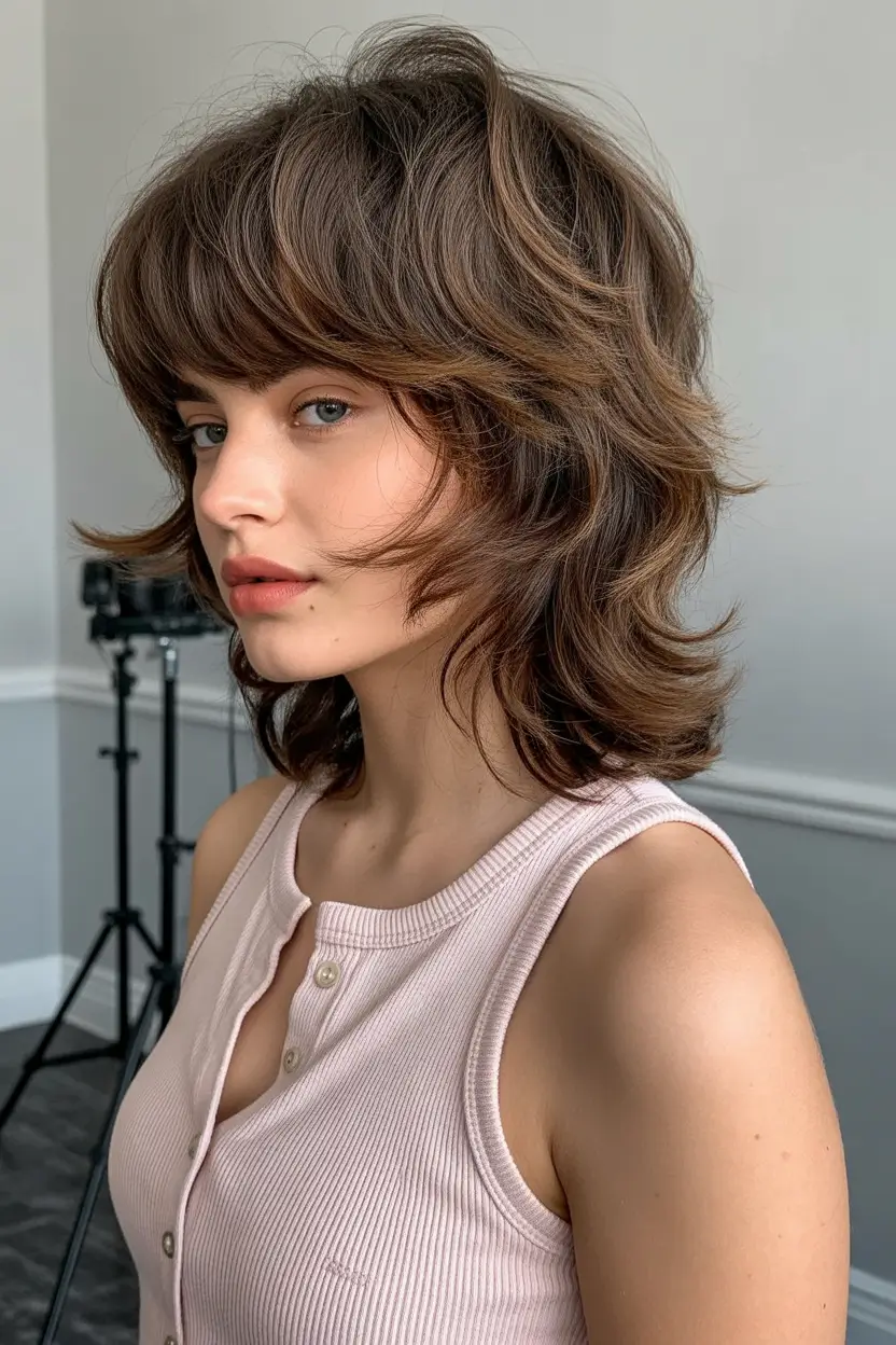 spring haircuts 2026 Feathered Shoulder Length Hair