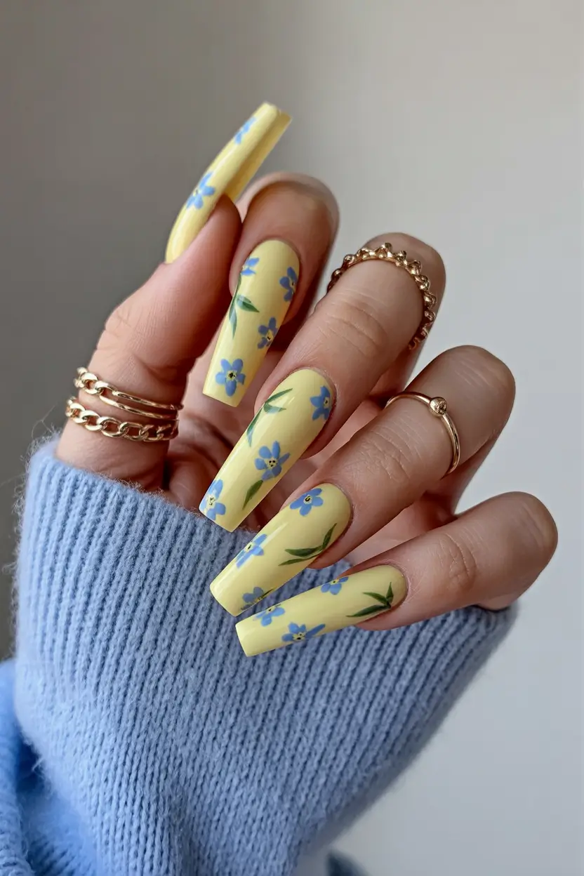 March Nails Color Ideas 2026 Pastel Floral Nails