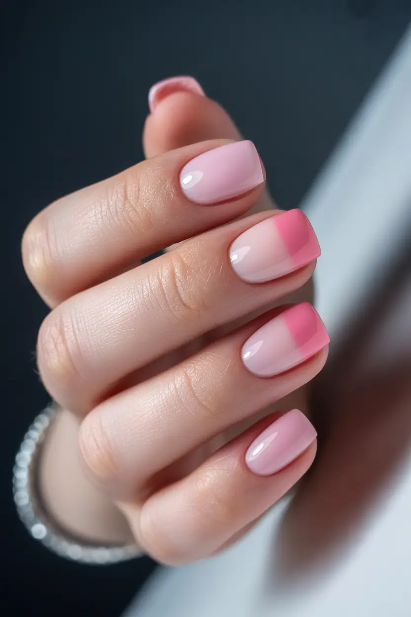 pink spring nails ideas 2026 Minimal Pink Gradient French for a Clean Spring Reset