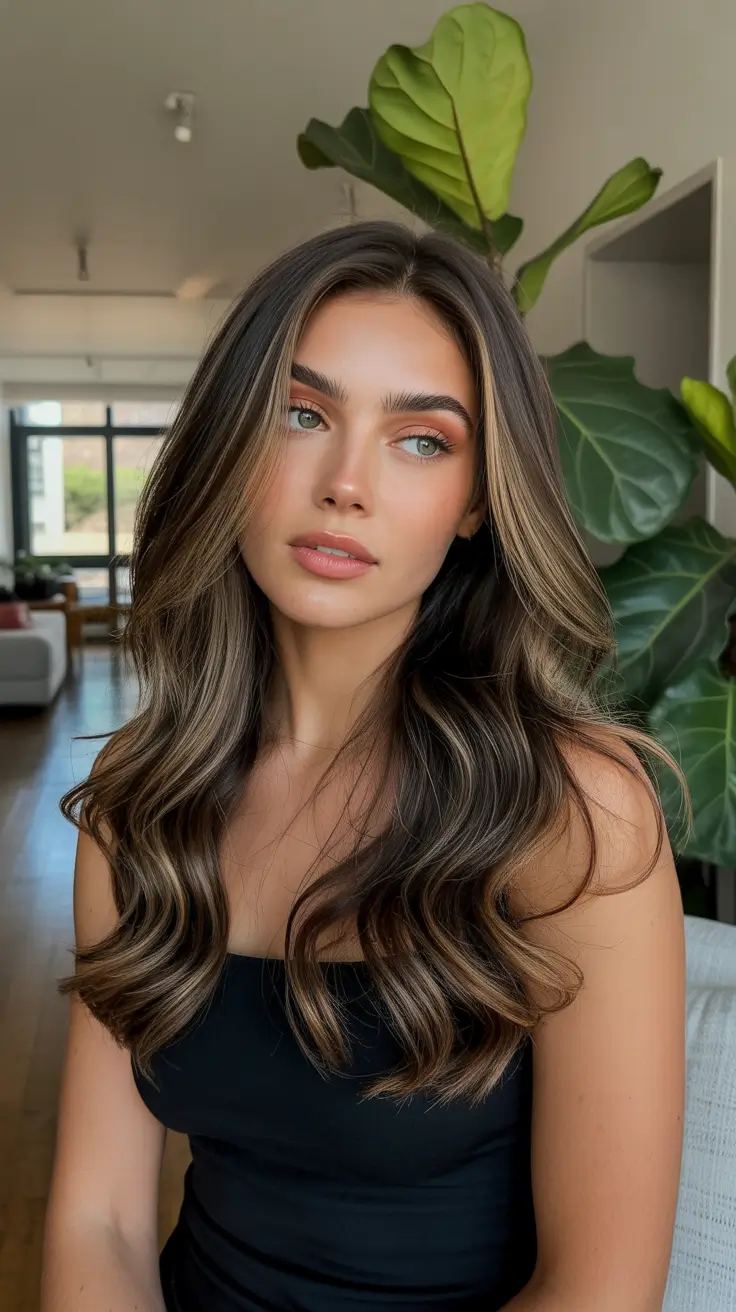 spring brown hair color 2026 Cool Mushroom Brunette with Ash Definition