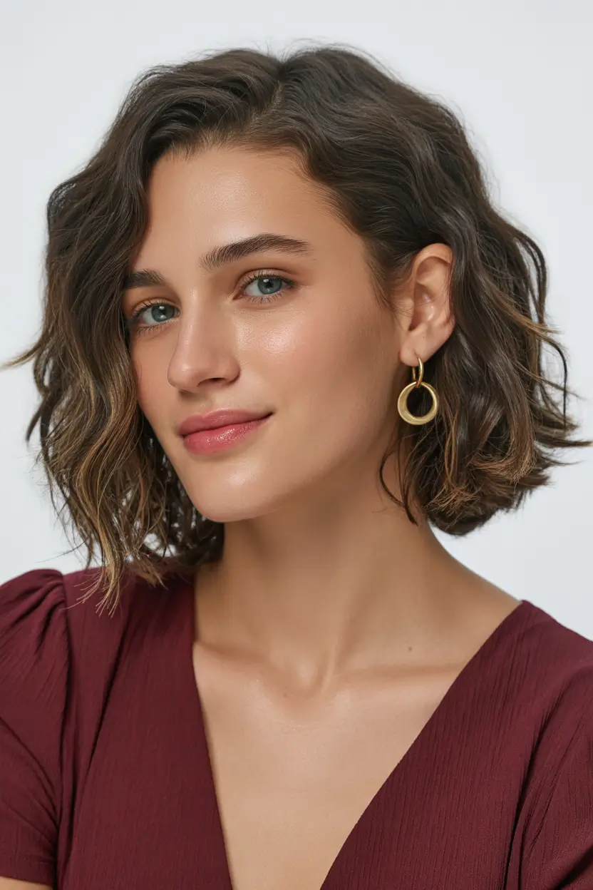 spring brown hair color 2026 Soft Mushroom Waves with Ash Depth