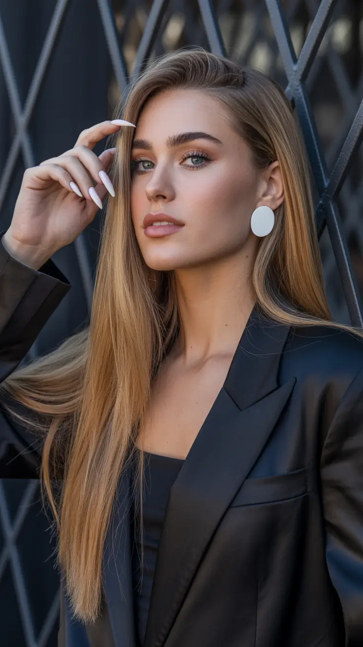 spring brown hair color 2026 Light Golden Coffee Brown Sleek Length