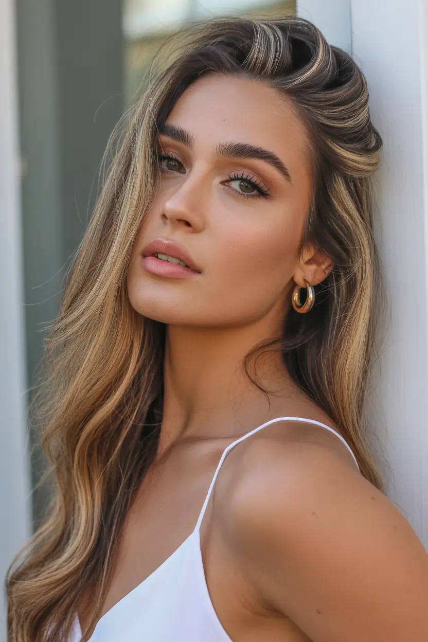 spring caramel hair color 2026 Honey Golden Balayage with Face-Framing Glow