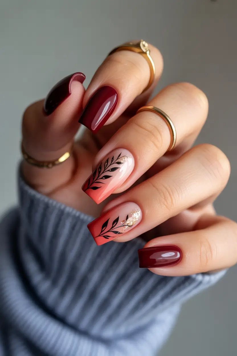 spring coffin nails 2026 Berry Ombre Coffin Nails with Subtle Botanical Shine