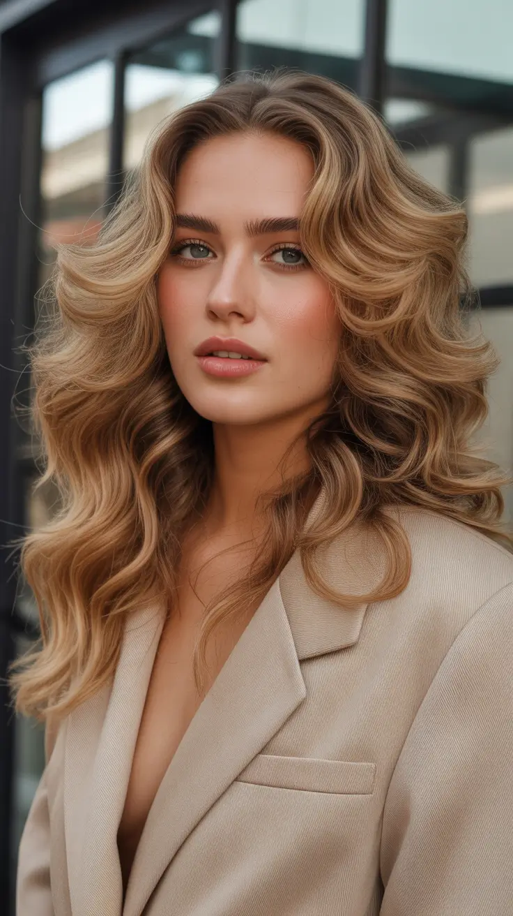 spring dark blonde hair color 2026 - Soft Golden Waves with Honey Depth