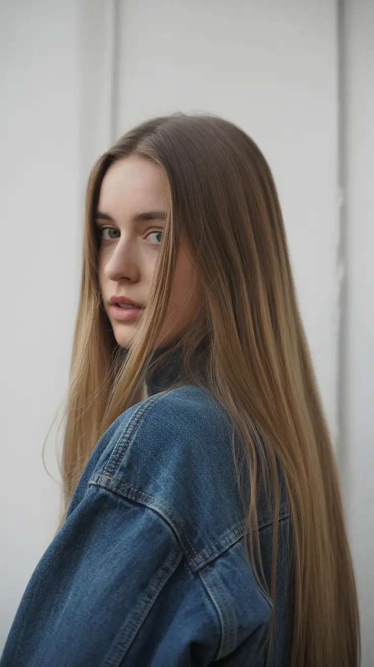 spring dark blonde hair color 2026 Natural Straight Dark Blonde with Subtle Ombre