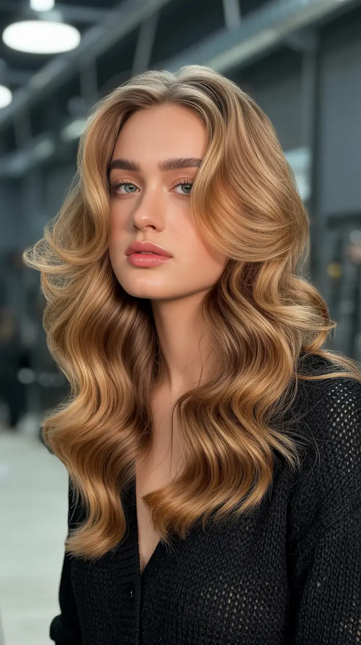 spring dark blonde hair color 2026 - Warm Caramel Balayage with Copper Accents