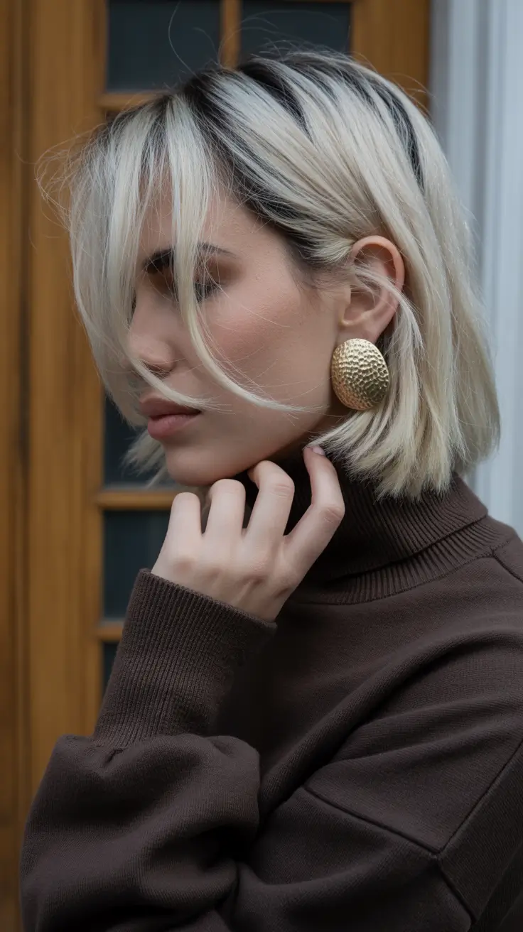 spring dark blonde hair color 2026 Chic Blonde Bob with Dark Contrast Layers