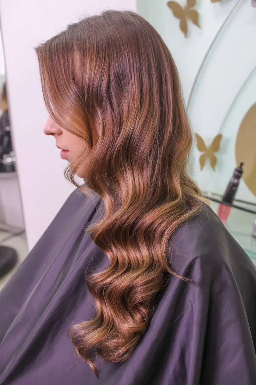 spring hair color light skin 2026 Red brown waves