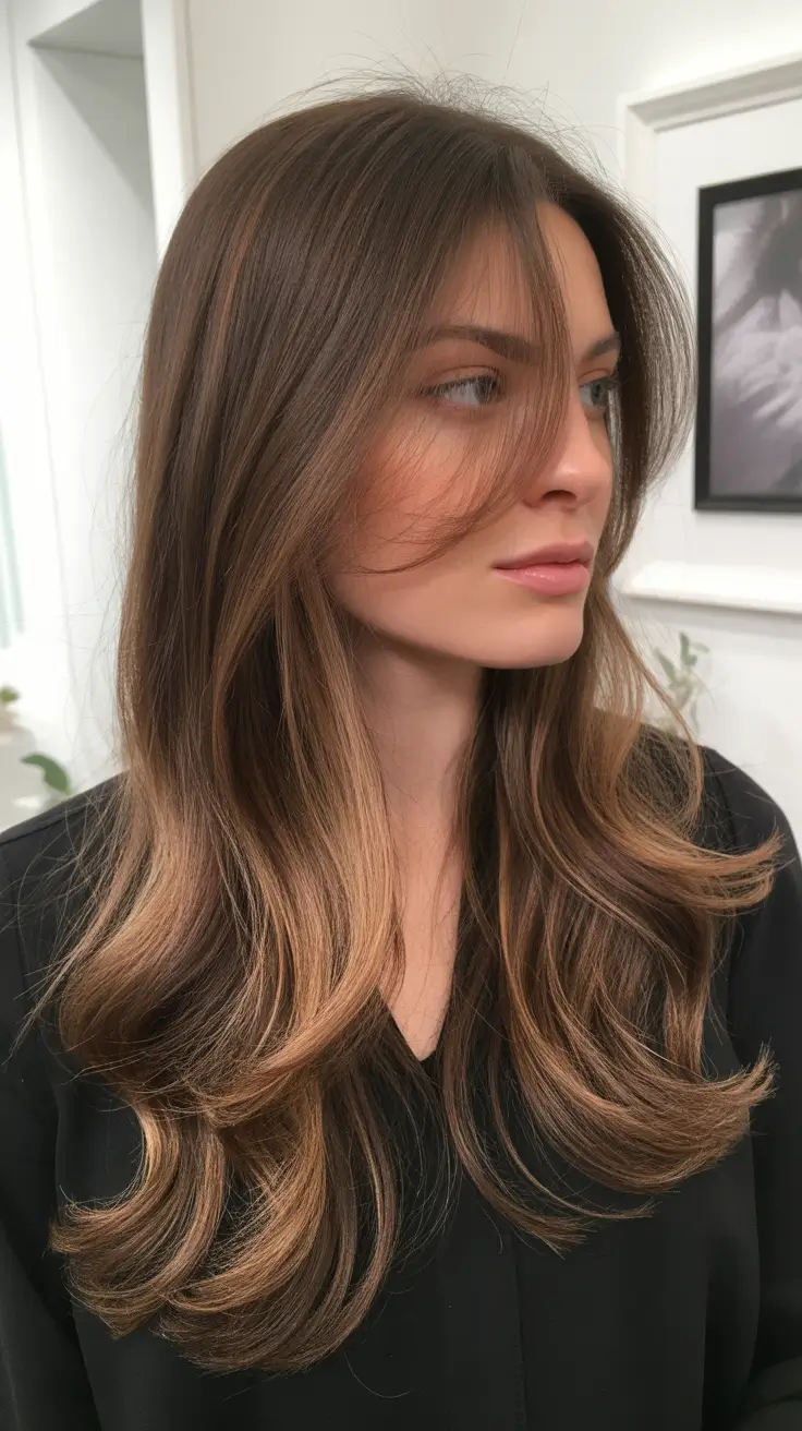 spring hair color light skin 2026 Solid brown layers