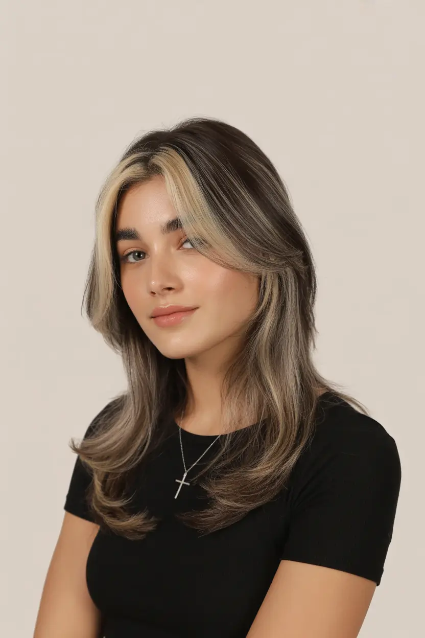 spring Hair Color Ideas to Look Younger 2026 Face-Framing Light Panels on Deep Brunette