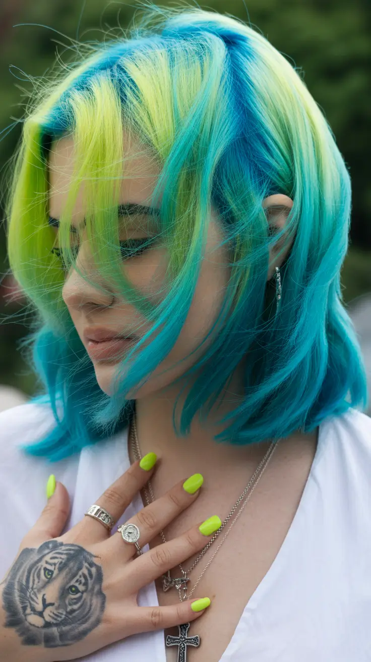 spring Hair Color Ideas to Look Younger 2026 Blue Green Alternative Waves with Creative Freedom