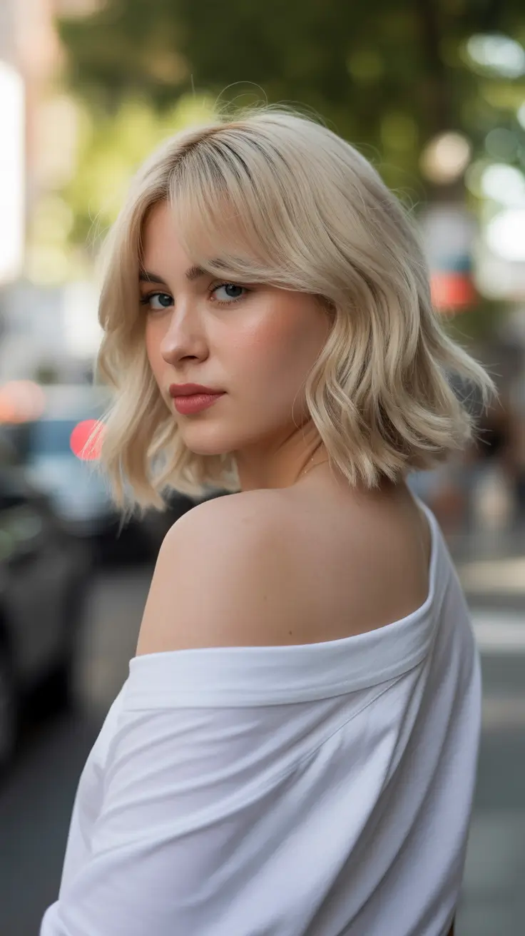 spring haircut inspiration 2026 Soft Blonde French Bob With Curtain Bangs