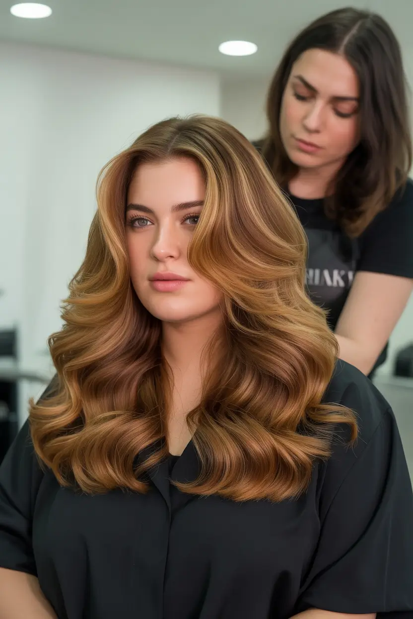 Spring Haircuts for Plus Size Women 2026 Glossy Layered Blowout for Fullness