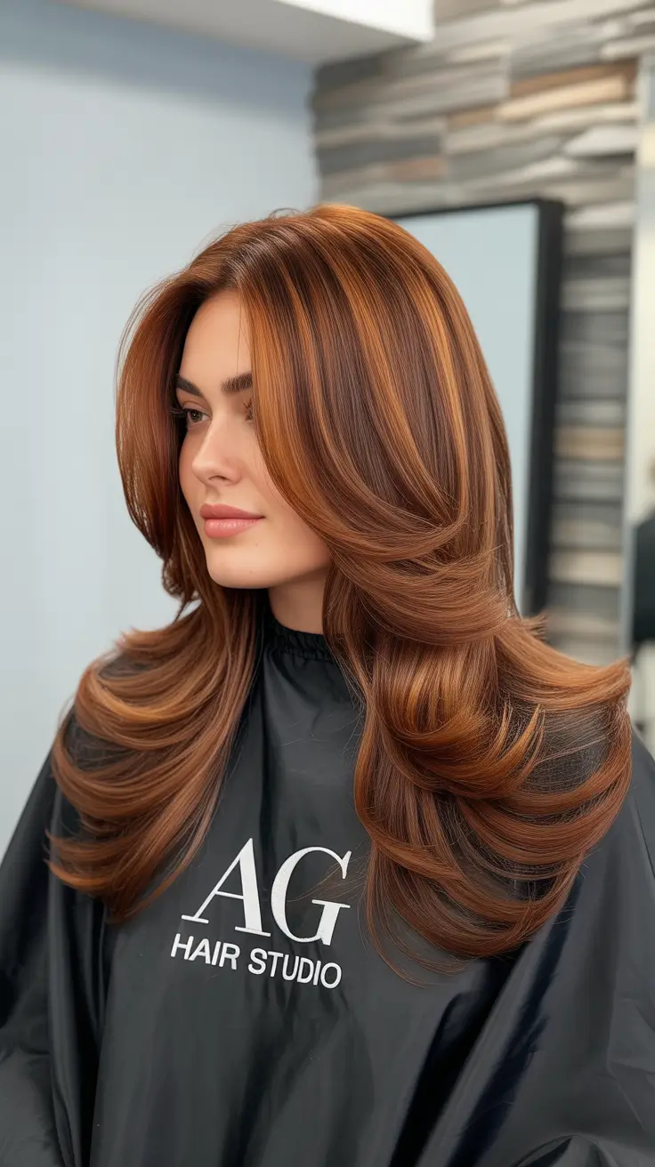Spring Haircuts for Plus Size Women 2026 Structured Copper Medium Length Layers