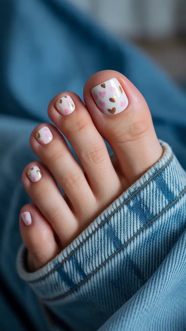 spring toe nails 2026 Playful Heart Pattern for Cute Spring Energy