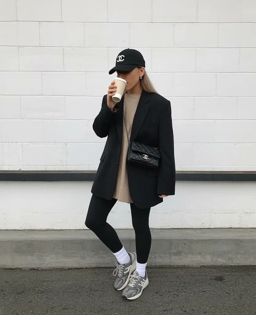 leggings outfit spring 2026 Minimal Black Layers With a City Edge