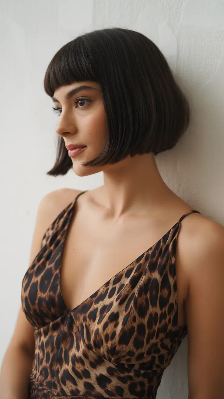 spring bob haircut 2026 Parisian Micro Bob With Blunt Bangs