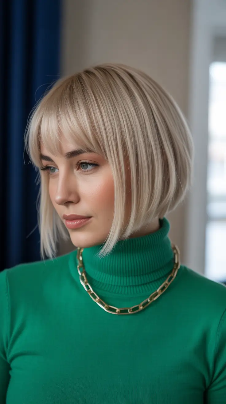 spring bob haircut 2026 Classic Blonde Bob With Soft Bangs