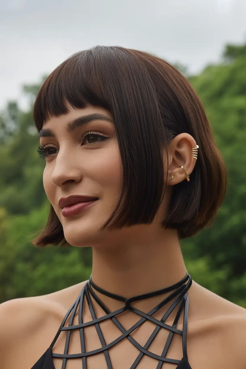 spring bob haircut 2026 Sleek Micro Bob With Soft Bangs