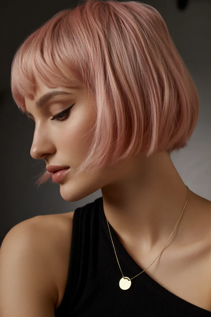 spring bob haircut 2026 Textured Pink Bob With Soft Waves