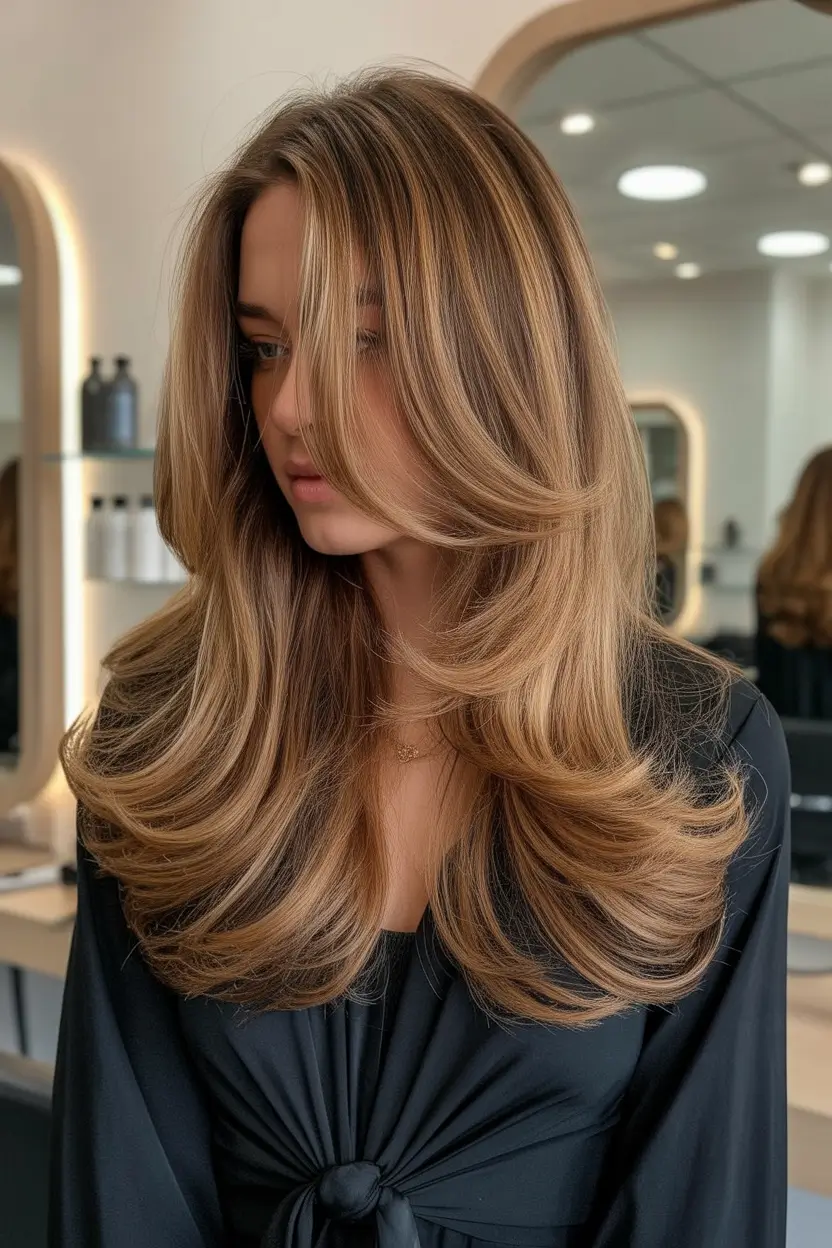 spring butterfly haircut 2026 Butterfly Cut With Curtain Bangs and Natural Movement