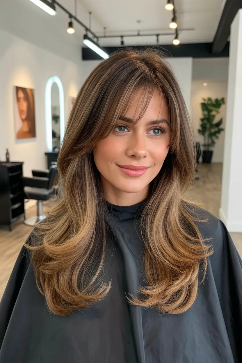 spring butterfly haircut 2026 Balanced Butterfly Layers With Soft Bangs