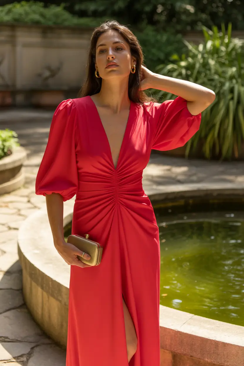 spring dress outfits 2026 Red Drama for Early Spring Evenings