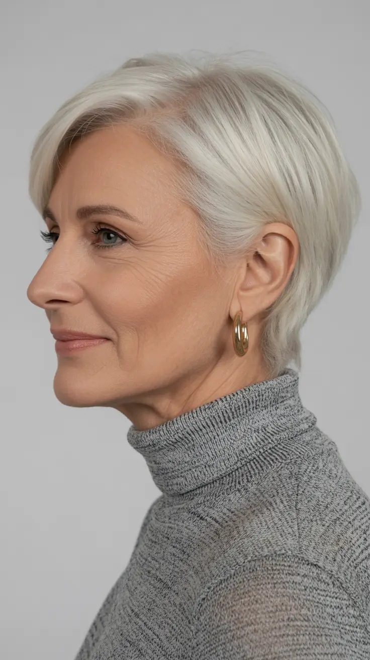 spring Haircuts for Women Over 60 2026 Sleek White Short Pixie