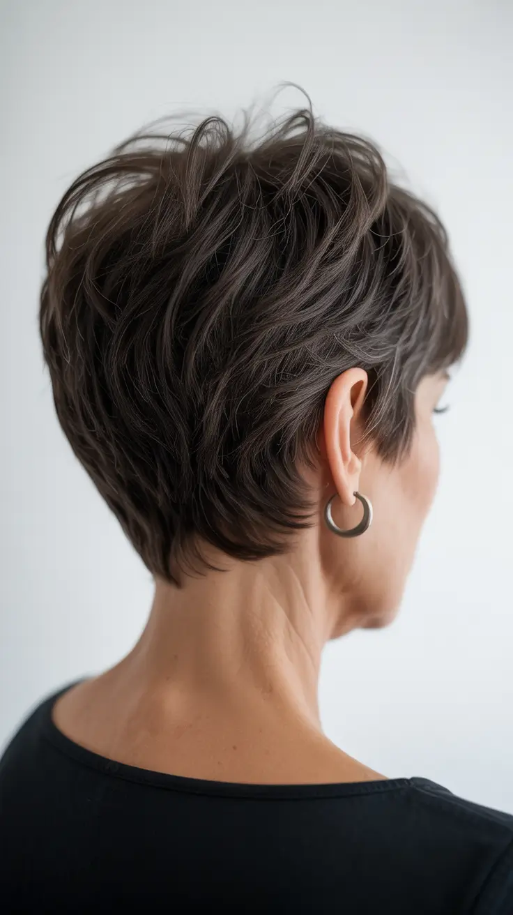 spring Haircuts for Women Over 60 2026 Textured Short Shag With Tapered Nape