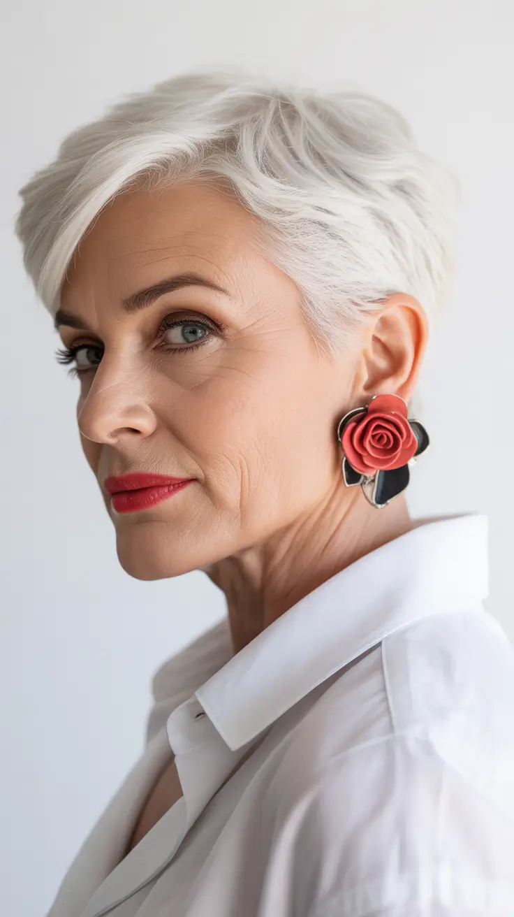 spring Haircuts for Women Over 60 2026 Clean Short Pixie With Sculpted Sides