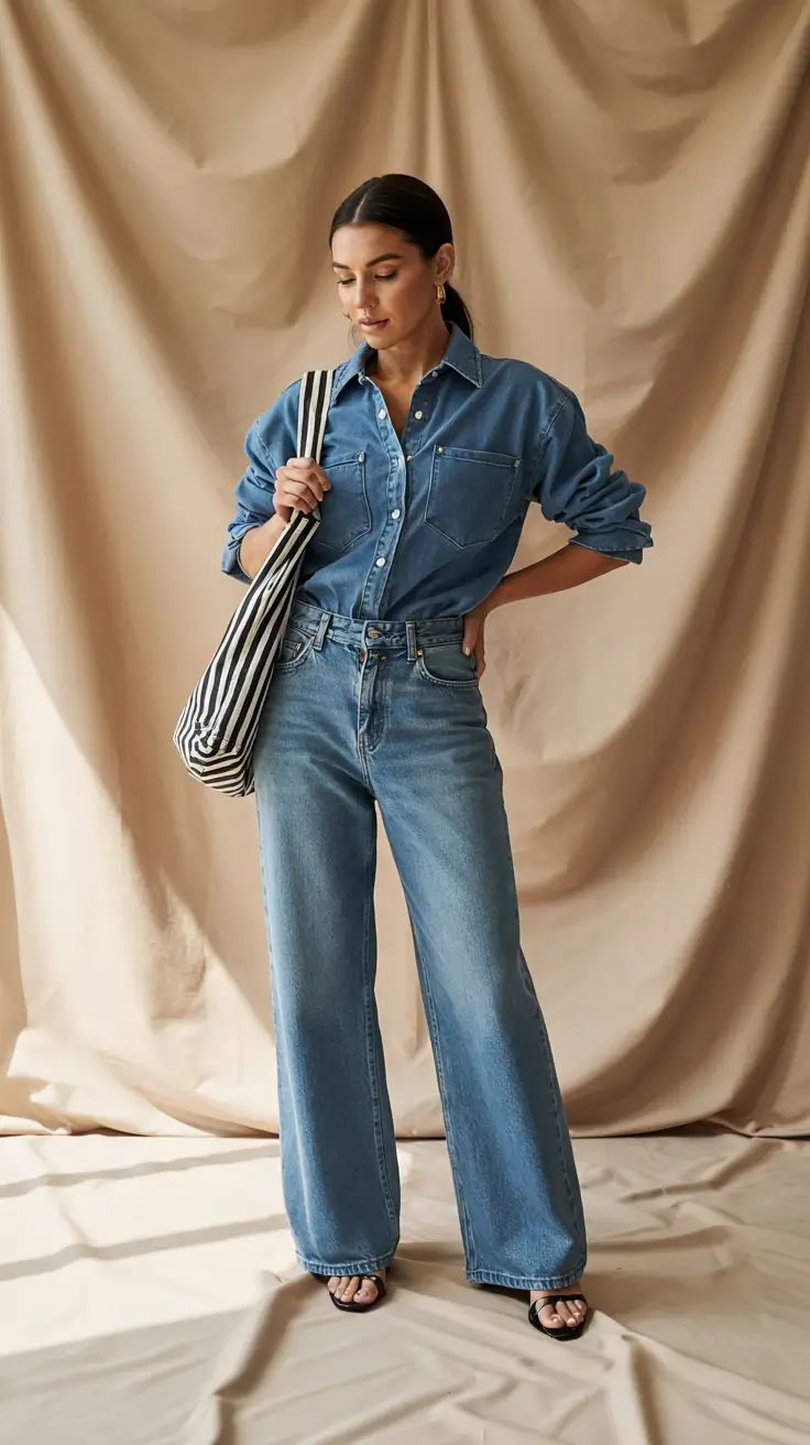 spring jeans outfit 2026 Double Denim Done Right