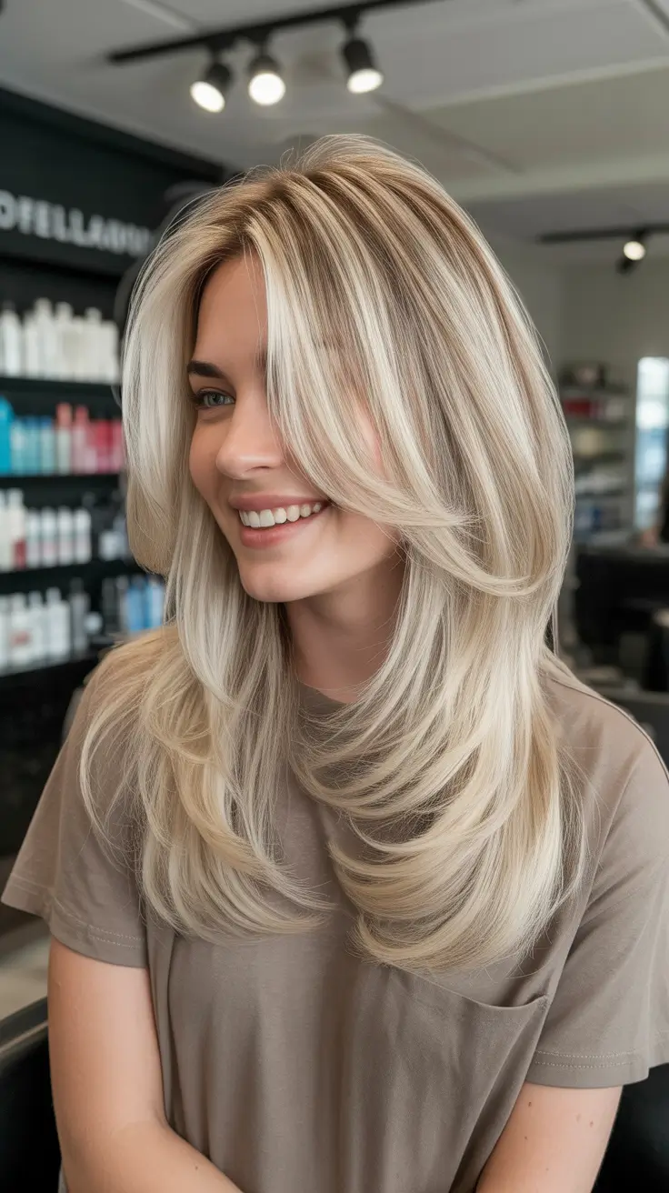 spring long haircut 2026 Layered Blonde with Soft Salon Finish