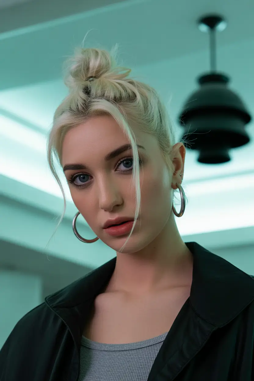 spring shag hairstyle 2026 Casual Short Shag Bun with Face Framing Pieces