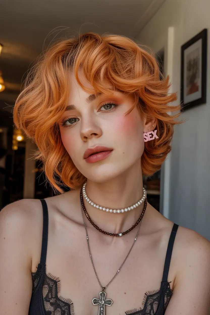 spring shag hairstyle 2026 Short Layered Shag with Vintage Attitude