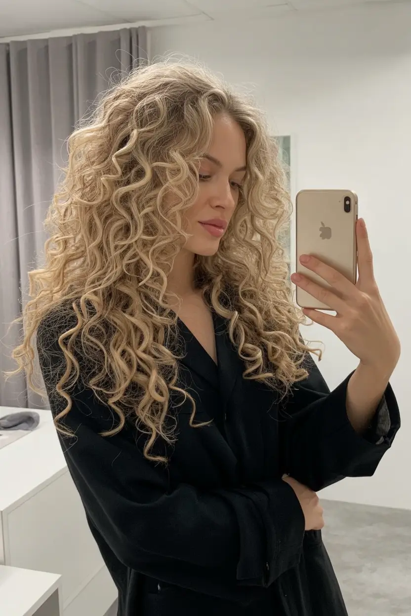 spring shag hairstyle 2026 Natural Curly Shag with Soft Definition and Length