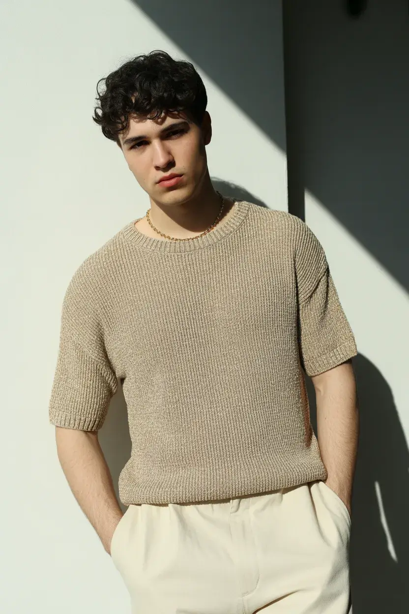 casual summer outfits men 2026 Minimal Knit and Soft Summer Neutrals