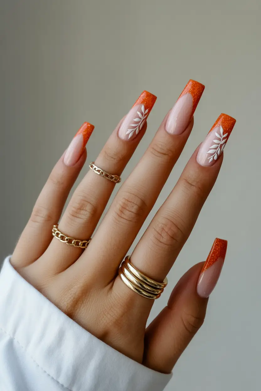 chic spring orange nails 2026 glazed tangerine botanical french