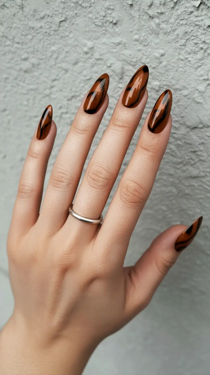 chic spring oval nails 2026 Glossy Tortoiseshell Oval