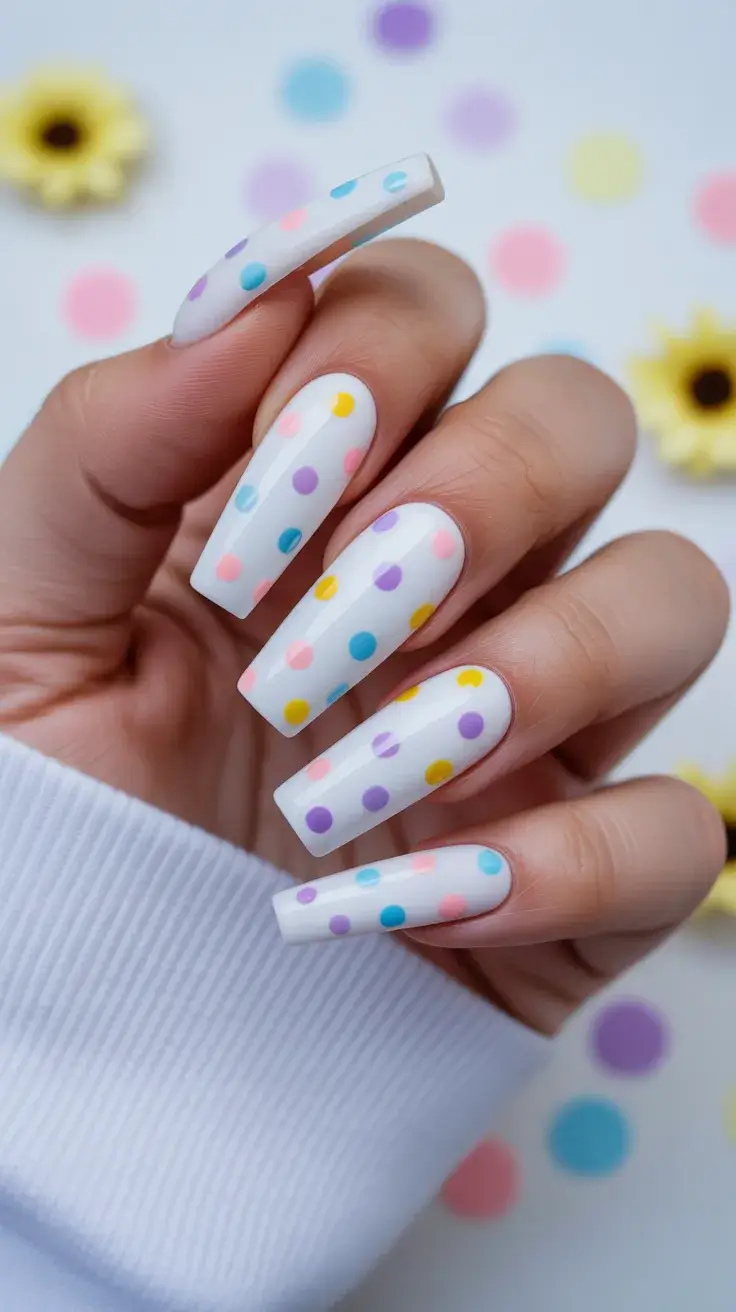 cute easter nail art ideas 2026 Playful Pastel Polka Dot Nails for a Soft Easter Mood