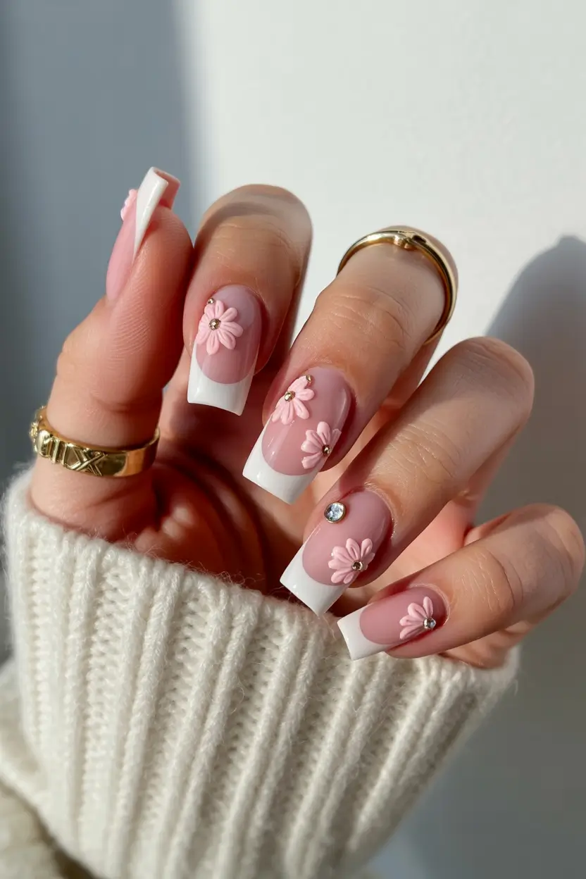 cute spring ballerina nails 2026 Pink Floral French